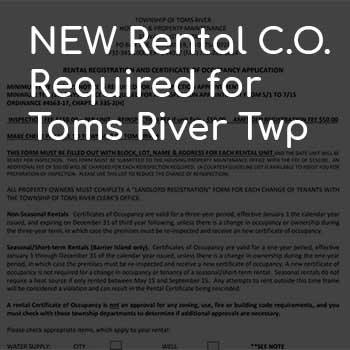 New Toms River Twp Rental Certificate of Occupancy